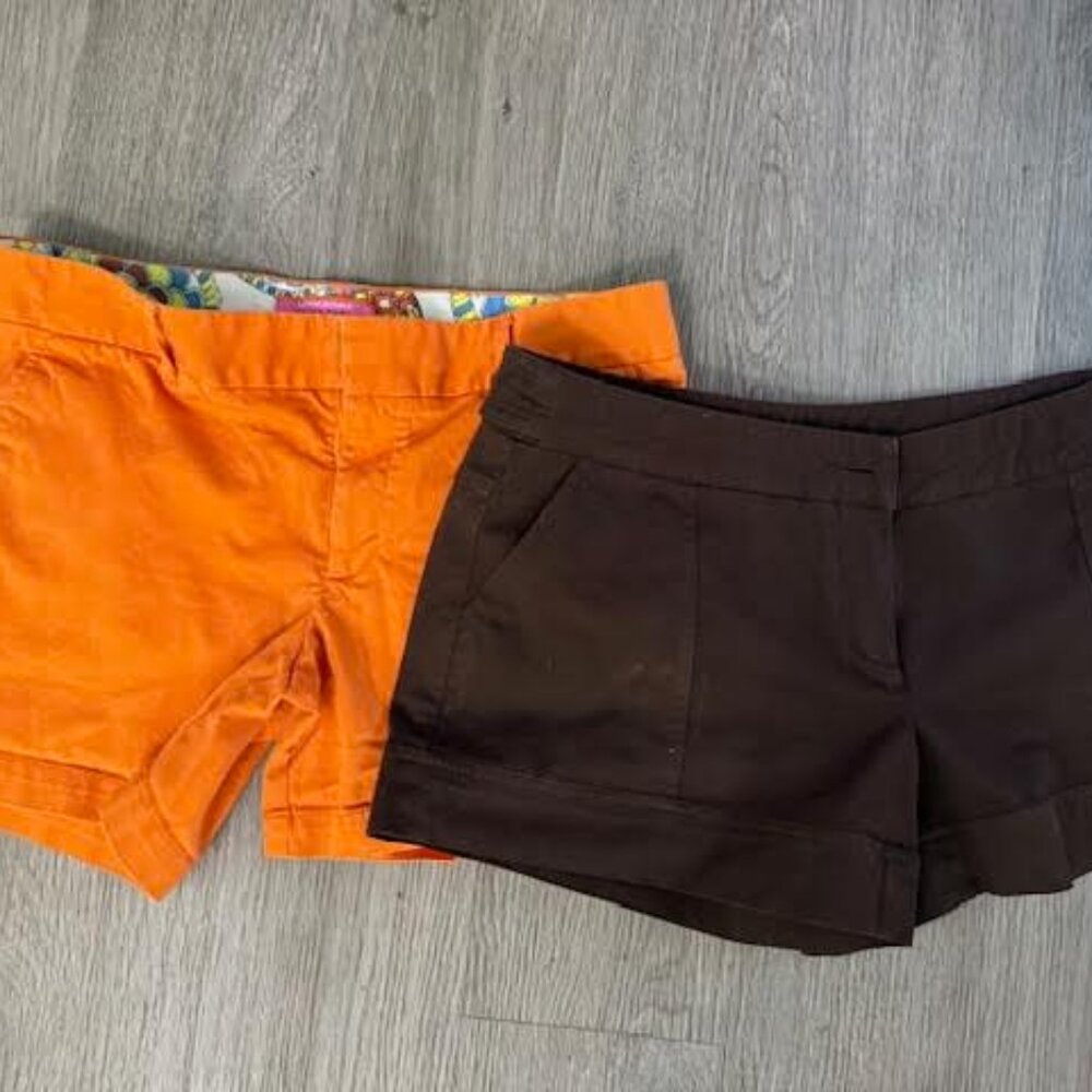 Trina Turk size 8 shorts, 2 pairs, orange and brown